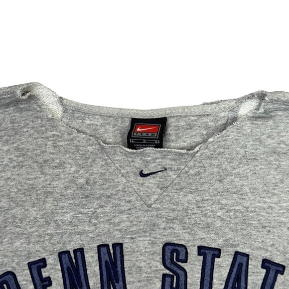Nike Penn State Sweatshirt Mens L Gray Center Swoosh Spell Out Y2K Vintage PSU - Picture 5 of 11